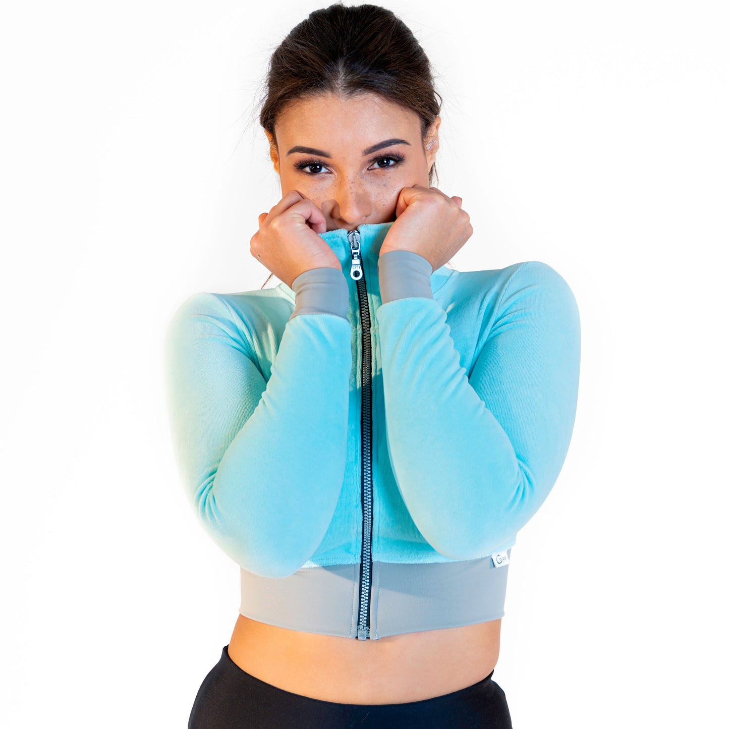 CALAO | Blouson crop sport - velours ciel